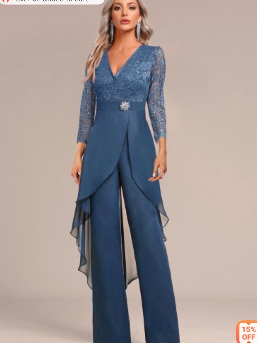 Elegant Blue Lace Overlay Jumpsuit by Modlily